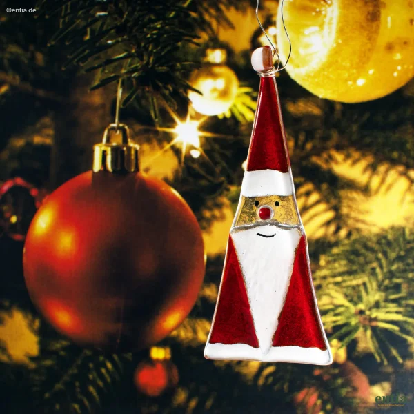 Weihnachtsdeko Nikolaus Glas rot