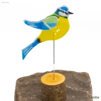 Glasvogel Blaumeise mit Sockel