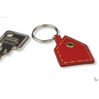 Schlüsselanhänger Leder Haus rot