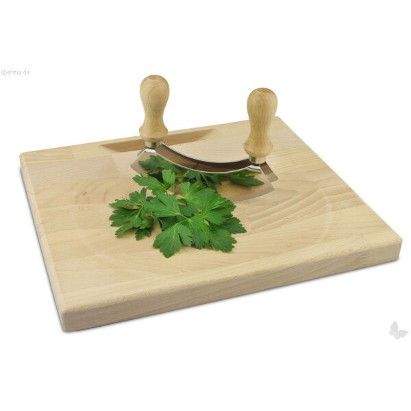 Kräuterbrett mit Wiegemesser