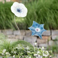 Gartenstecker Glasblumen Mona & Lisa 2er-Set, Dunkelblau