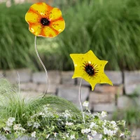 Gartenstecker Glasblumen Mona & Lisa 2er-Set, Gelb