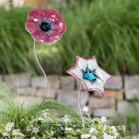 Gartenstecker Glasblumen Mona & Lisa 2er-Set, Rosa