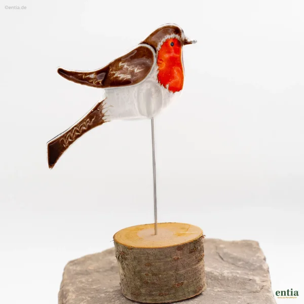 Glasvogel Rotkehlchen mit Sockel