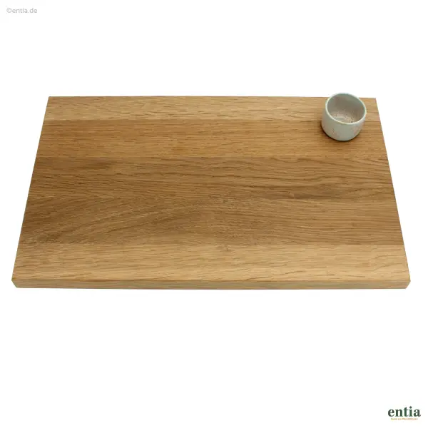 Jausenbrett aus geräucherter Eiche mit Steinzeug