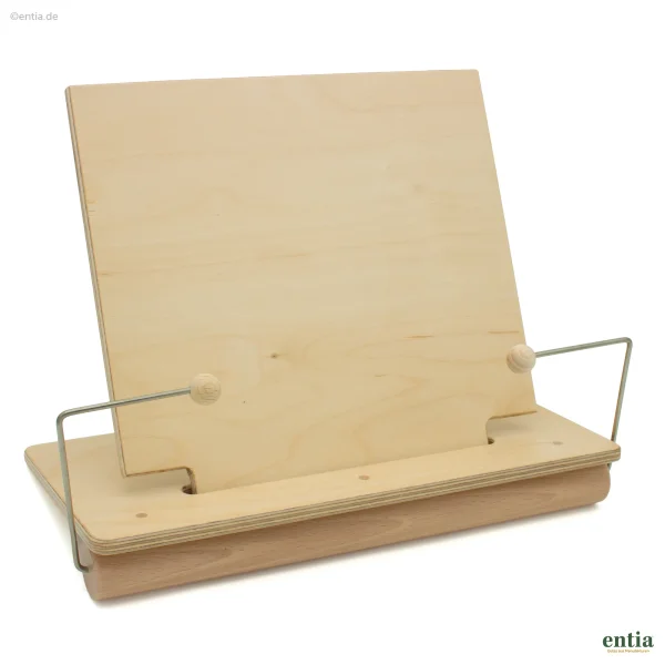 Buchstütze aus Buche und Edelstahl