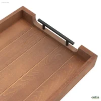 Serviertablett aus Bambus mit Metallgriffen