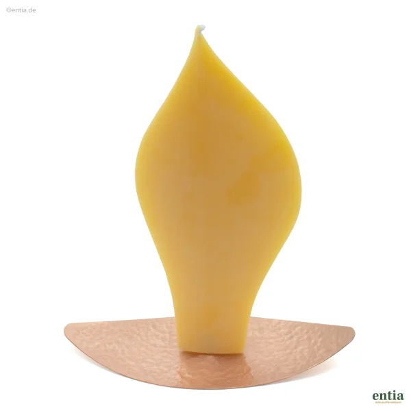 Engelkerze naturgelb mit Kupfer-Halter lackiert