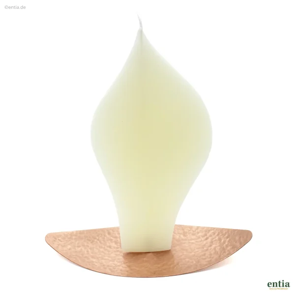 Engelkerze weiß aus Bienenwachs mit Kupfer-Halter