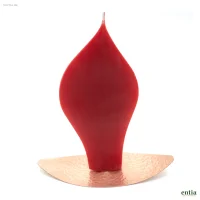 Engelkerze aus Bienenwachs Rot mit Kupferhalter lackiert