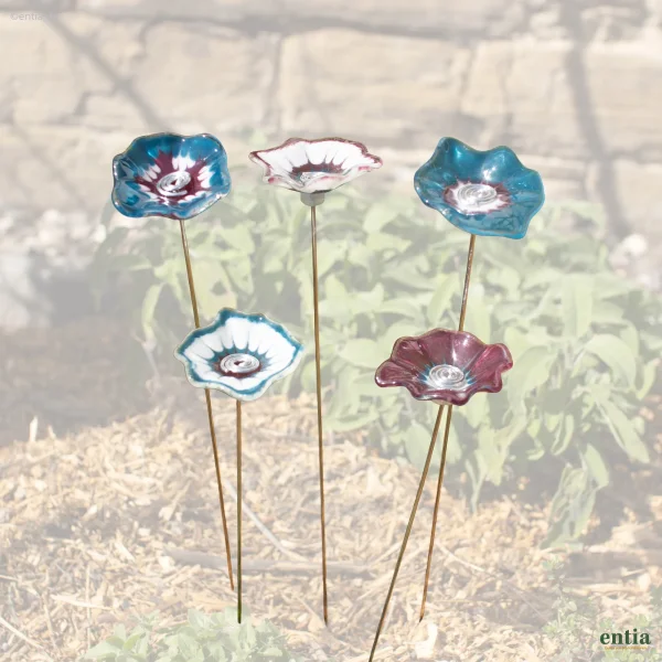 5er-Set Glasblumen Luft – Dekorative Gartenstecker