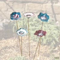 5er-Set Glasblumen Luft – Dekorative Gartenstecker