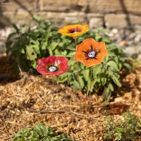 Gartenstecker Glasblumen Feuer, 3er-Set, Blüten 8...