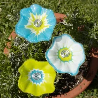Gartenstecker Glasblumen Wasser, 3er-Set, Blüten 8...