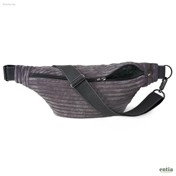 Bauchtasche aus Cord-Velours, Schiefergrau