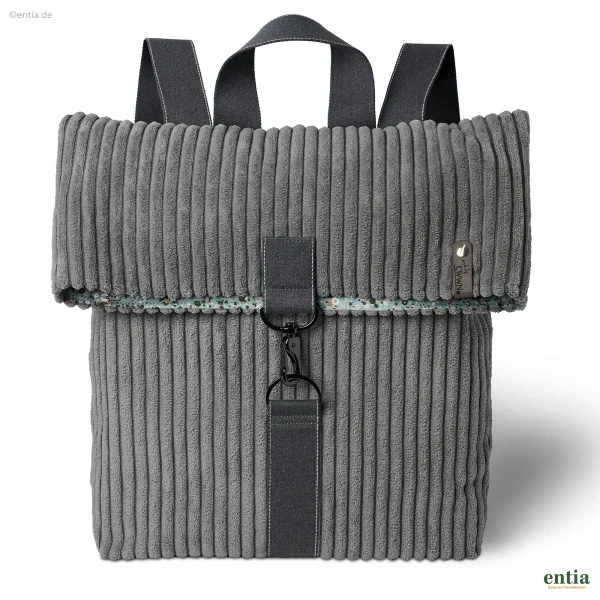 Rucksack aus Cord-Velours in Schiefergrau