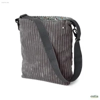 Cord-Umhängetasche aus weichem Velours, Schiefergrau