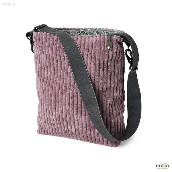 Umhängetasche aus weichem Cord-Velours in Lavendel