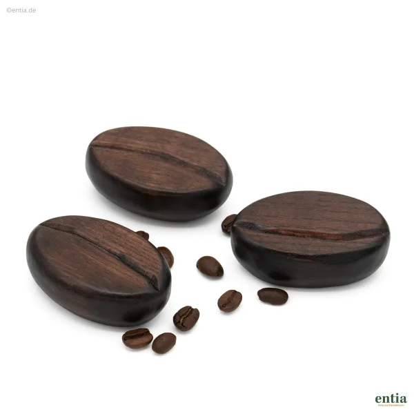 Kaffeebohnen-Magnet aus Holz, 3er Set – Neodym