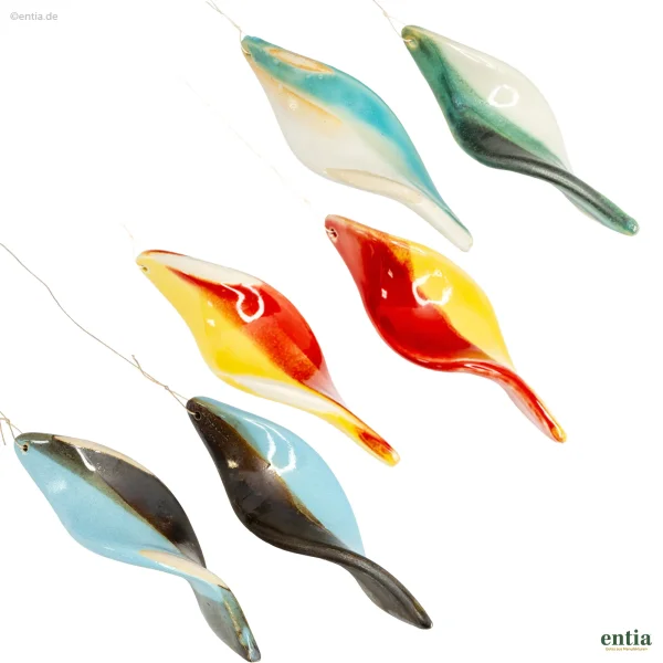 Windspiel aus Keramik – 6 Windspiralen 11 cm, 3 Farbkombinationen