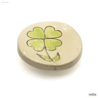 Kühlschrankmagnet Kleeblatt aus Keramik, handgefertigt