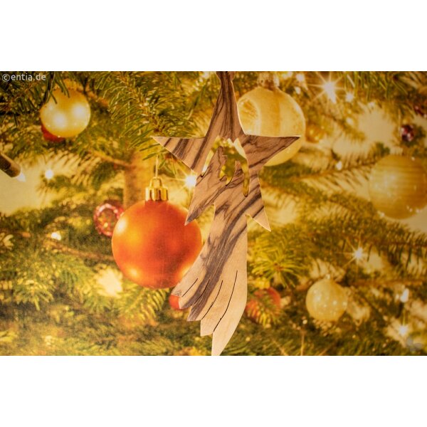 Christbaumanhänger Schweif-Stern Olivenholz