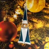 Weihnachtsdeko Nikolaus Glas aquamarin