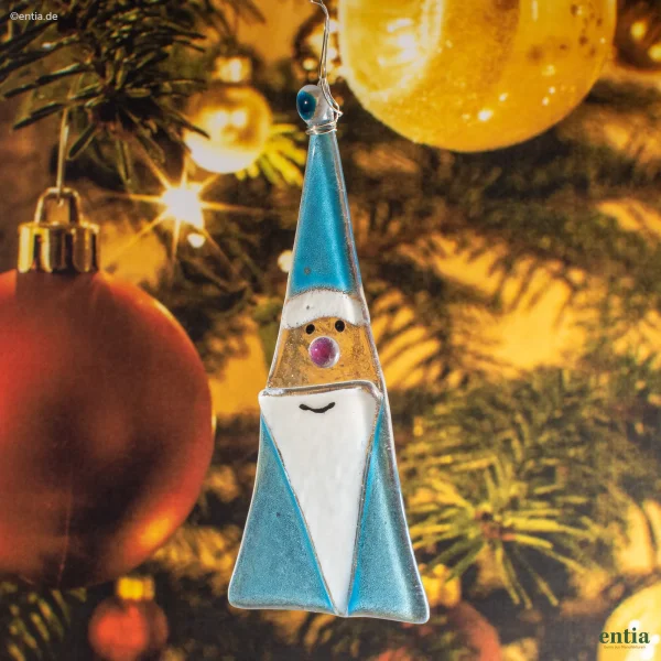 Weihnachtsdeko Nikolaus Glas hellblau