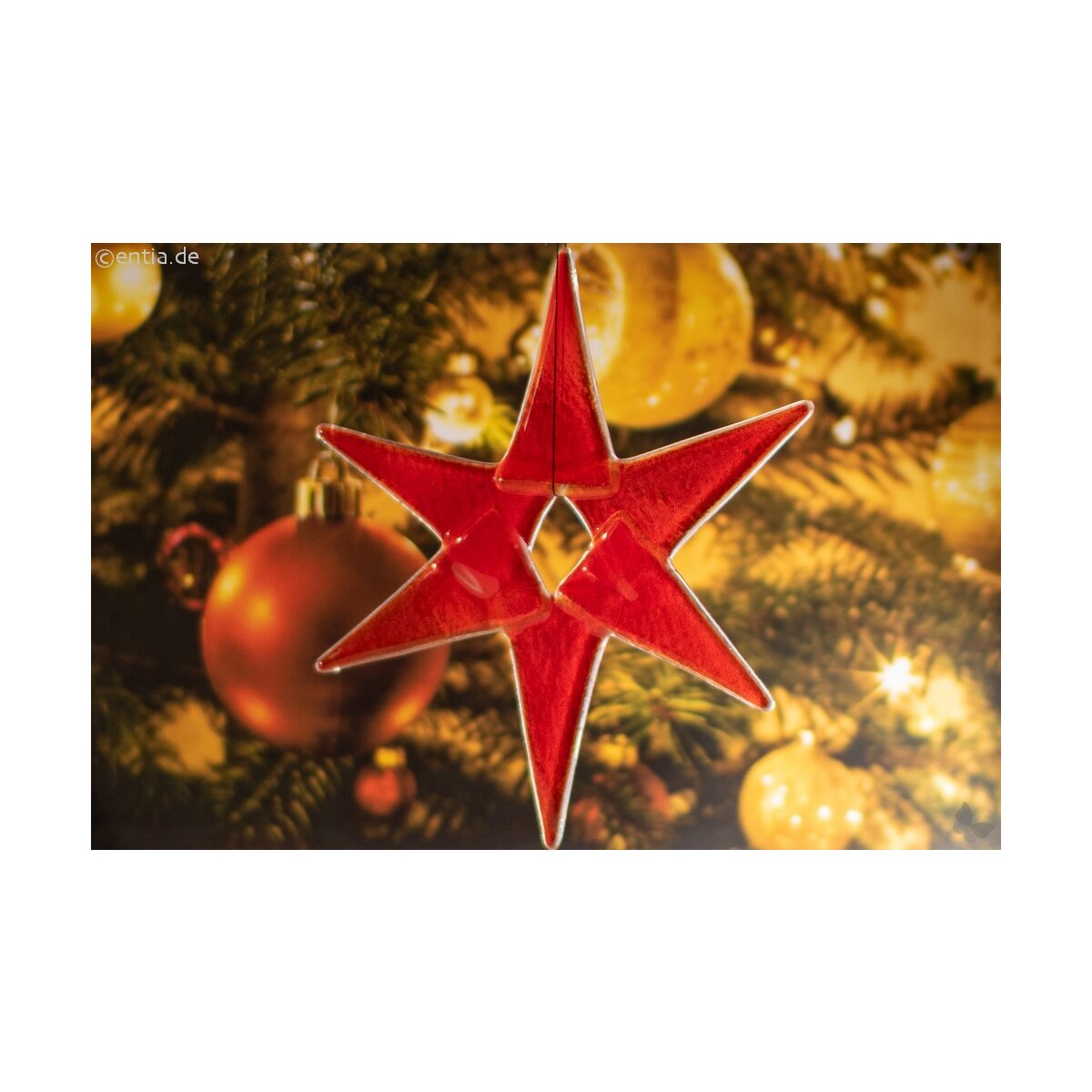 Weihnachtsdeko Stern mittel aus rotem Glas