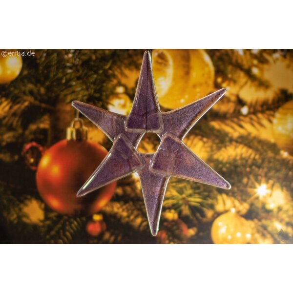 Weihnachtsdeko Stern mittel aus lila Glas