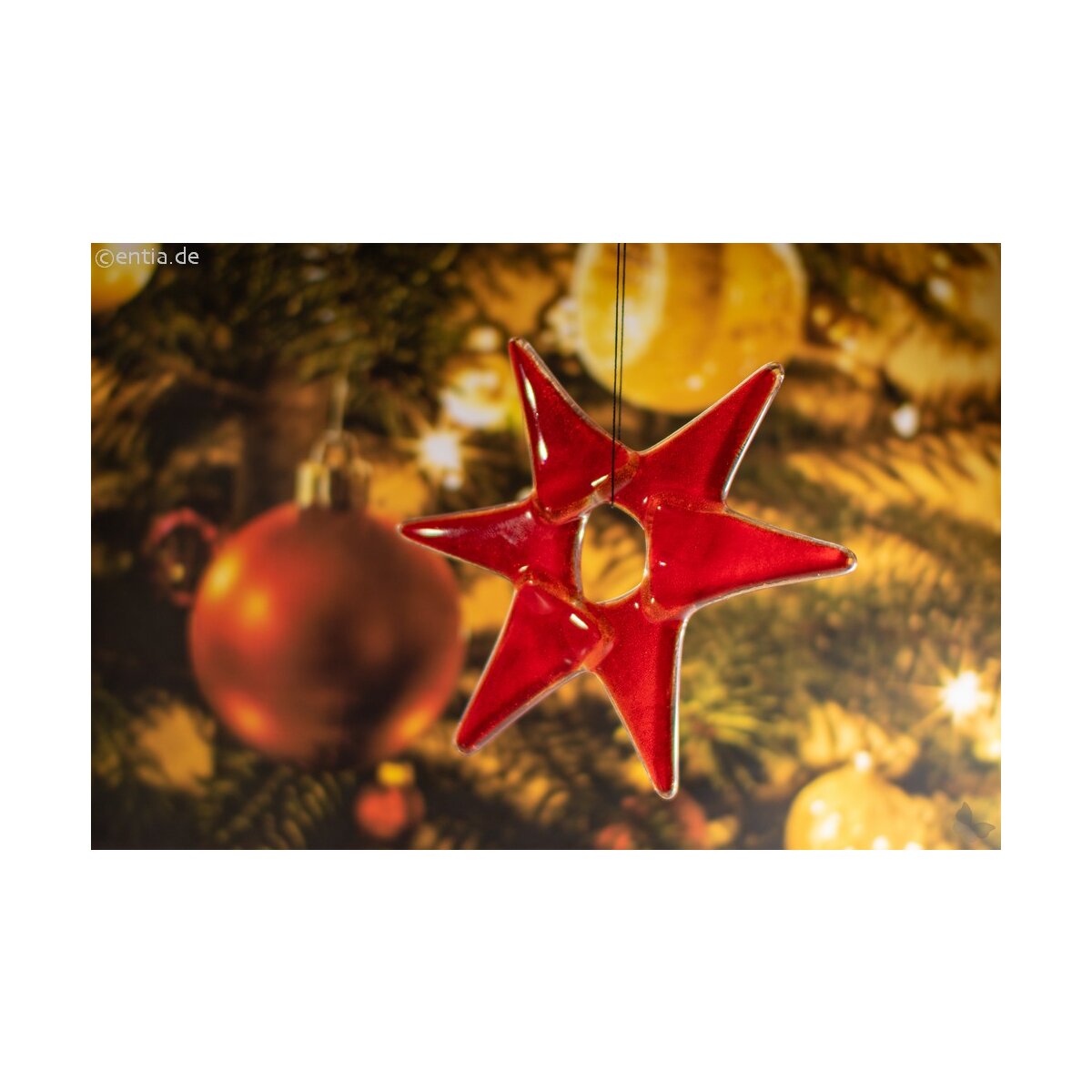 Weihnachtsdeko Stern klein aus rotem Glas