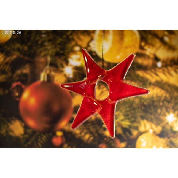 Weihnachtsdeko Stern klein aus rotem Glas