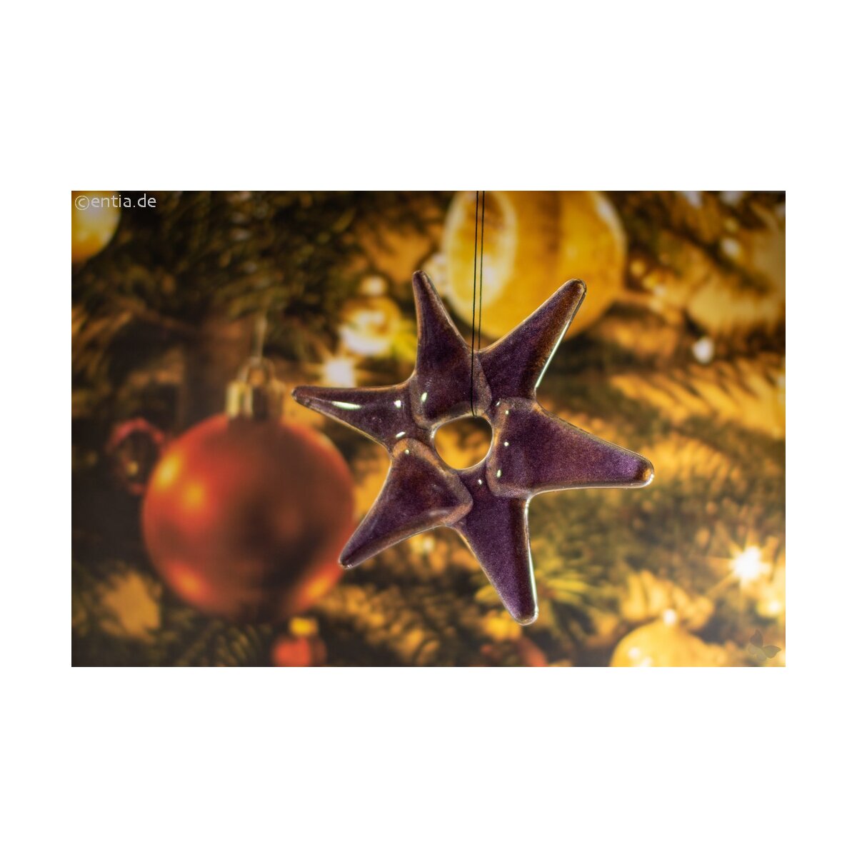 Weihnachtsdeko Stern klein aus lila Glas