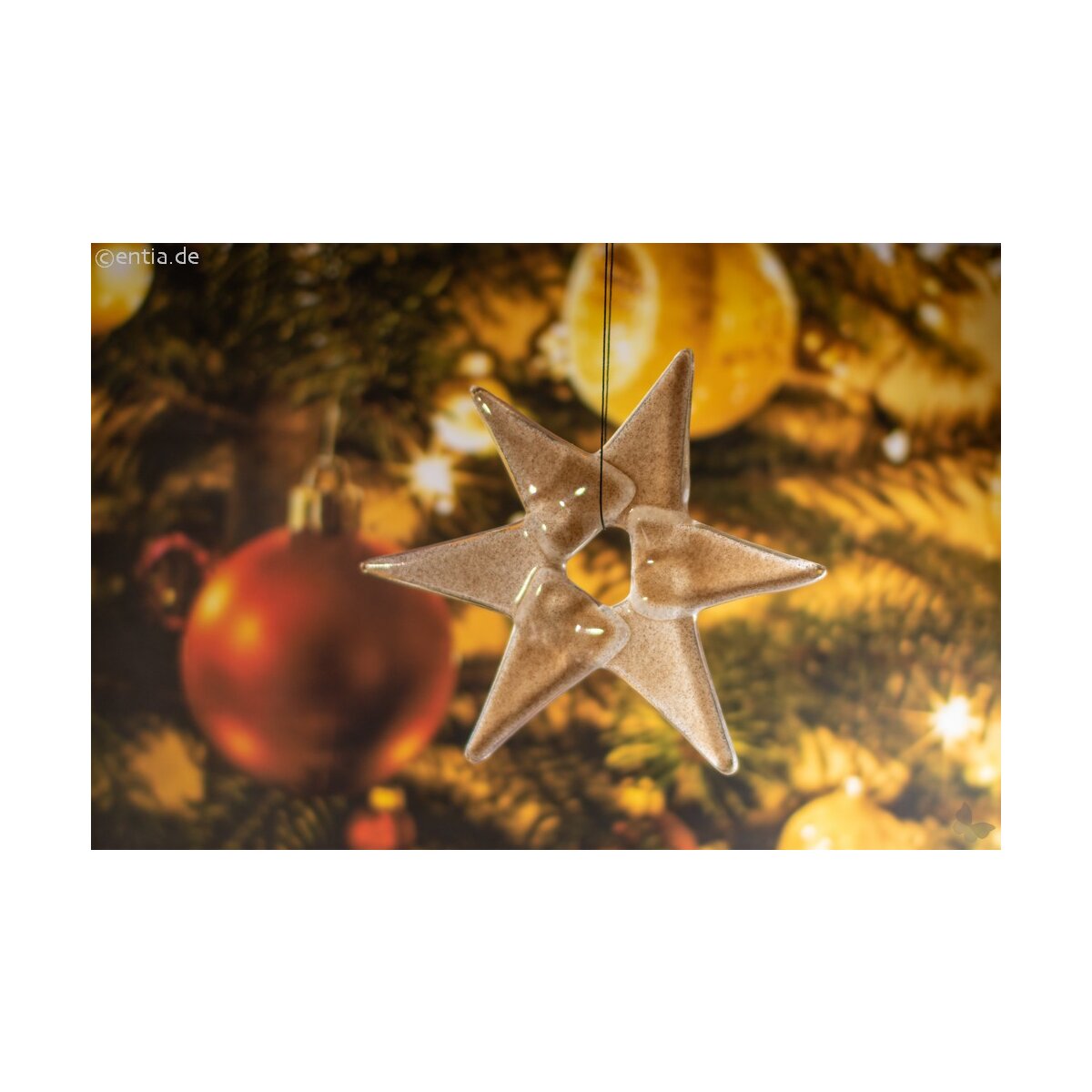 Weihnachtsdeko Stern klein aus sandfarbenem Glas