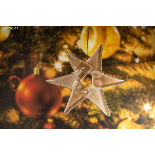 Weihnachtsdeko Stern klein aus sandfarbenem Glas