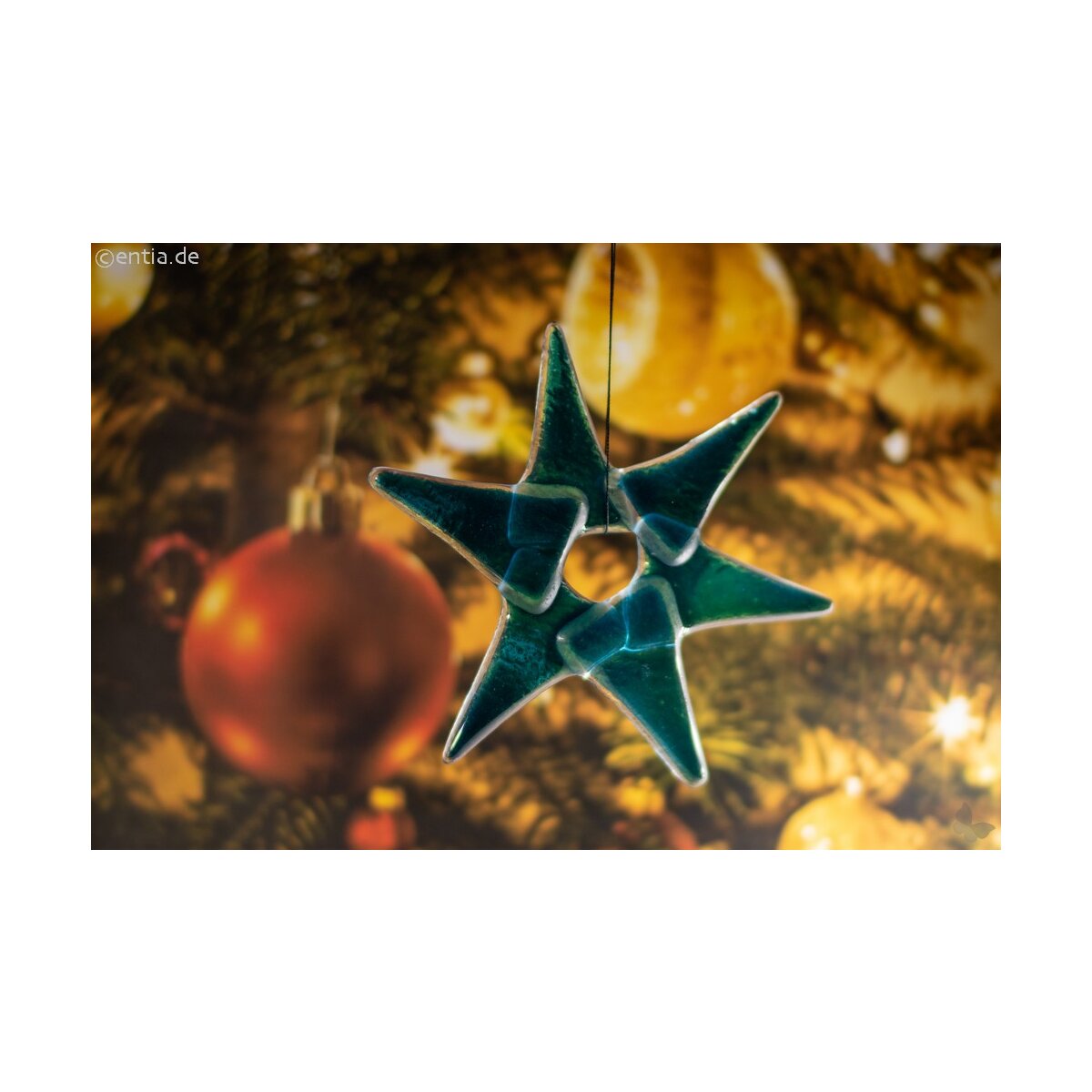 Weihnachtsdeko Stern klein aus aquamarin Glas