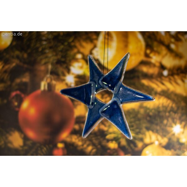 Weihnachtsdeko Stern klein aus dunkelblauem Glas