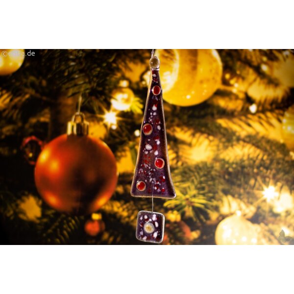 Christbaum-Anhänger Tannenbaum aus lila Glas