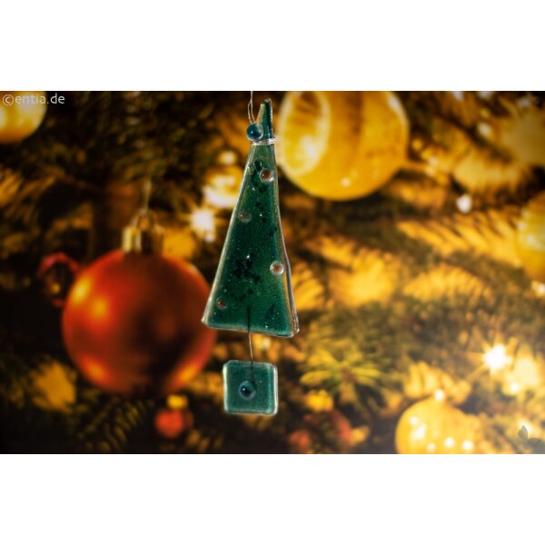 Christbaum-Anhänger Tannenbaum aus grünem Glas