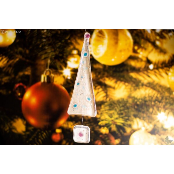 Christbaum-Anhänger Tannenbaum aus grauem Glas