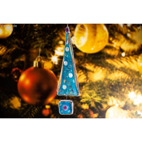 Christbaum-Anhänger Tannenbaum aus hellblauem Glas