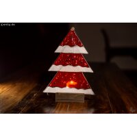 Weihnachtsdeko Tischtanne aus rotem Glas