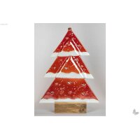 Weihnachtsdeko Tischtanne aus rotem Glas