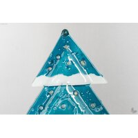 Weihnachtsdeko Tischtanne aus aquamarin Glas