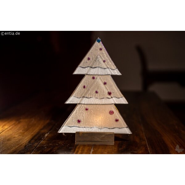 Weihnachtsdeko Tischtanne aus grauem Glas