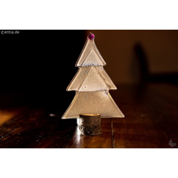 Weihnachtsdeko Kleine Tischtanne aus grauem Glas