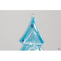 Weihnachtsdeko Kleine Tischtanne aus hellblauem Glas