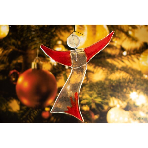 Christbaum- Schmuck Engel aus rotem Glas