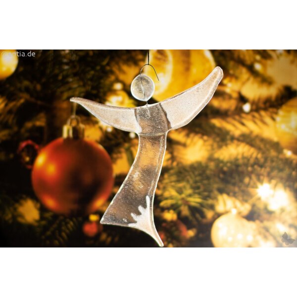 Christbaum-Schmuck Engel aus sandfarbenem Glas