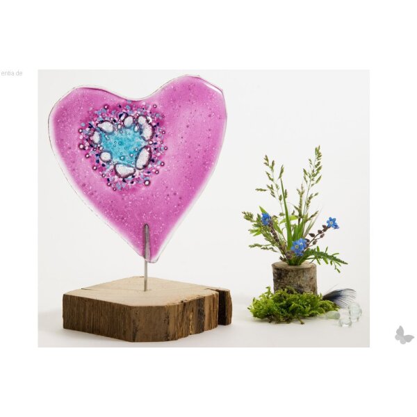 Kleines rosa-farbenes Glasherz, Variante 1